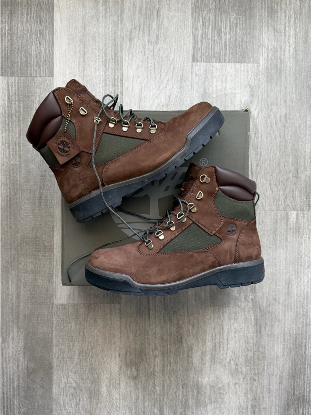 Timberland Men's Brown Suede & Olive Green Hiking Boots